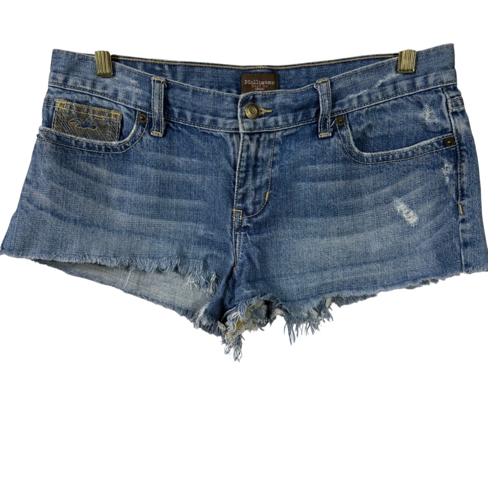 Hollister Surf Co Womens Distressed Denim Cut Off Shorts Medium Wash Size 9